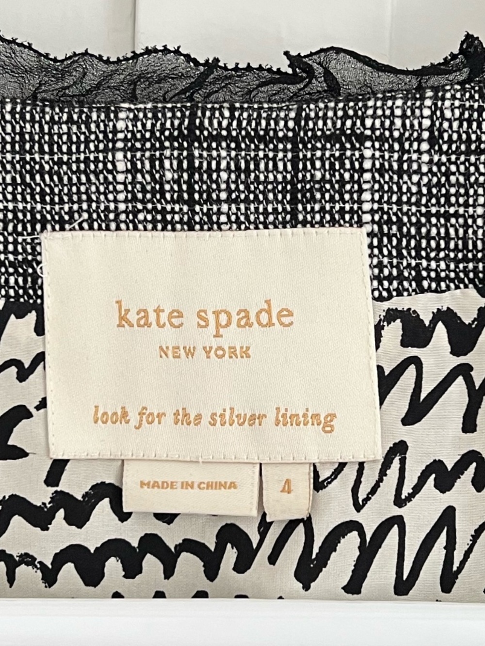 Kate Spade Black Tweed Ruffle Bow Cropped Top Size 4 - Picture 3 of 6